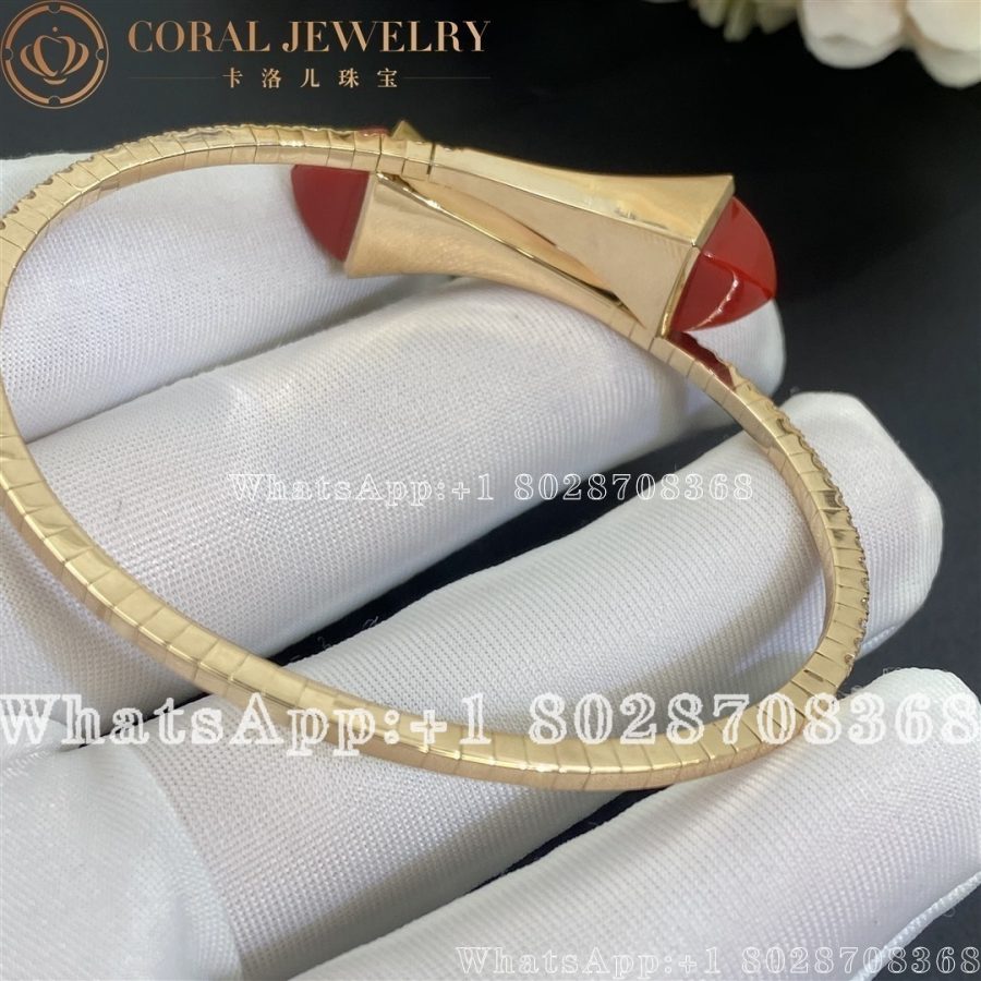 Marli Cleo Diamond Slip-On Bracelet In Rose Gold Red Coral - Image 3