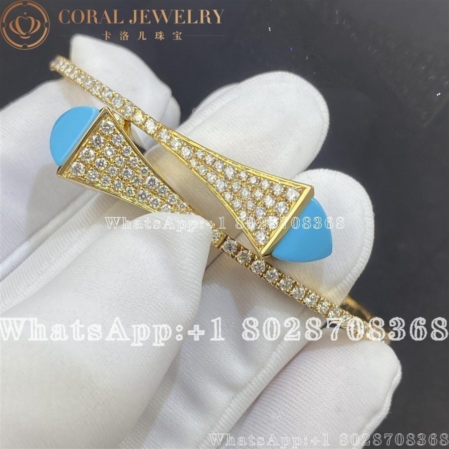 Marli Cleo Diamond Slip-On Bracelet In Yellow Gold Turquoise - Image 3