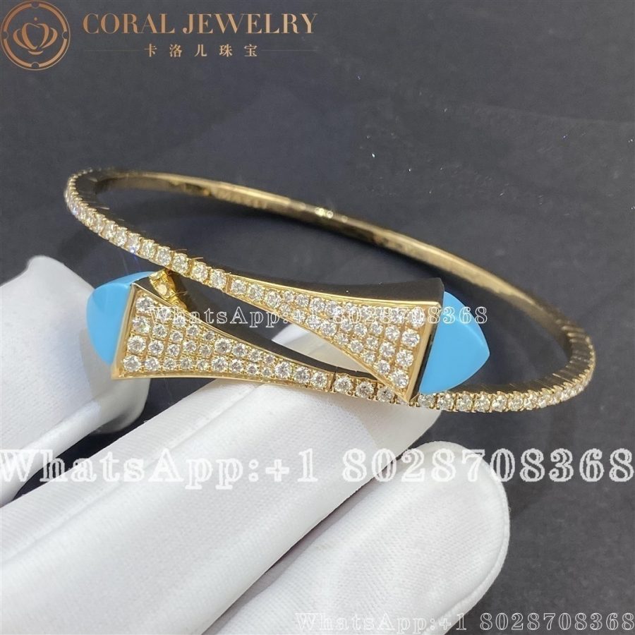 Marli Cleo Diamond Slip-On Bracelet In Yellow Gold Turquoise - Image 4
