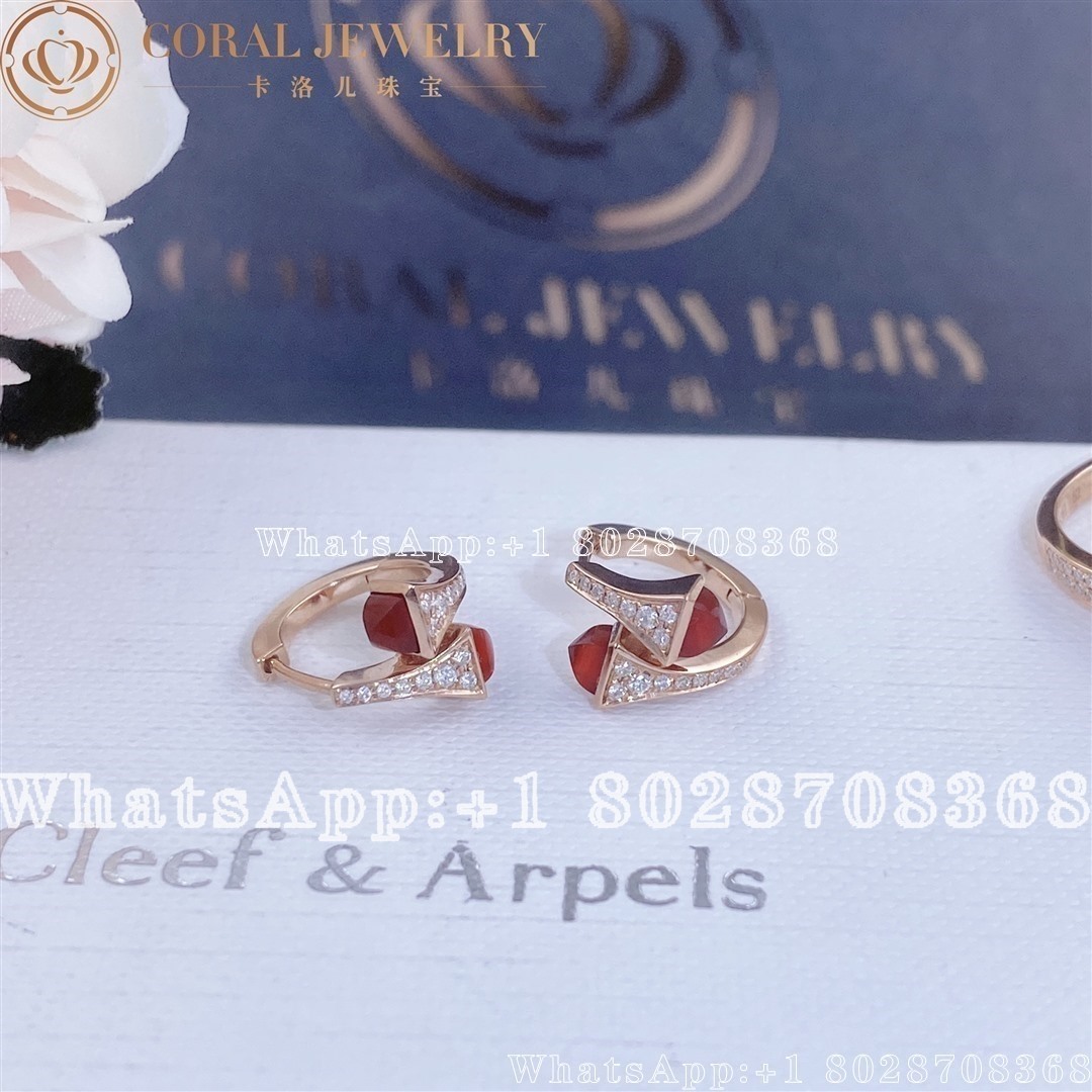 Marli Cleo Diamond Huggie Earrings In Rose Gold Carnelian Coral (2)