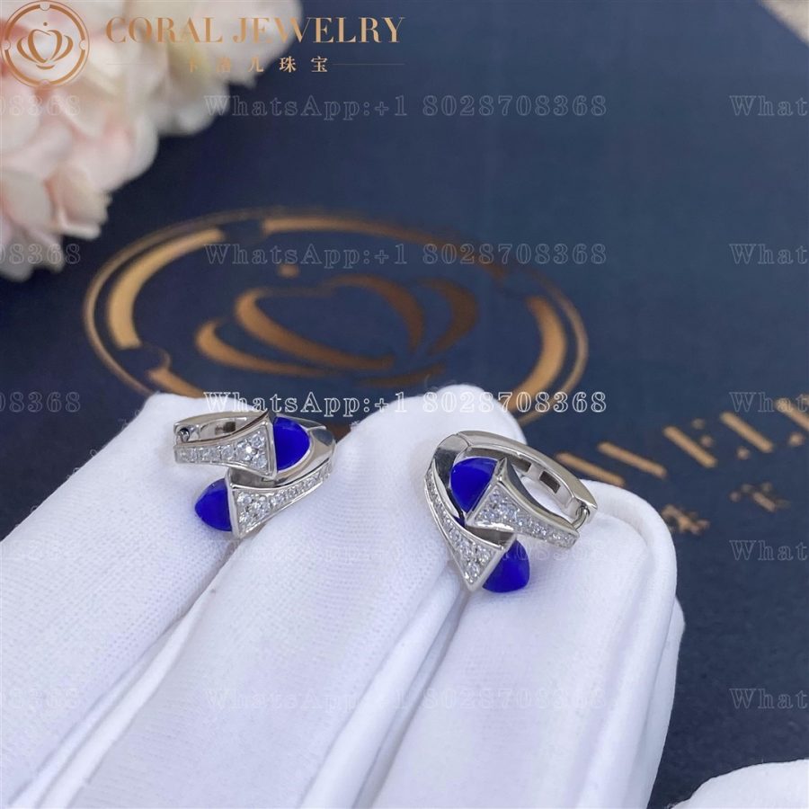 Marli Cleo Diamond Huggie Earrings In White Gold Lapis Lazuli - Image 3