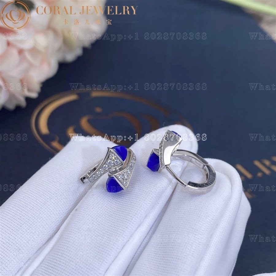 Marli Cleo Diamond Huggie Earrings In White Gold Lapis Lazuli - Image 5