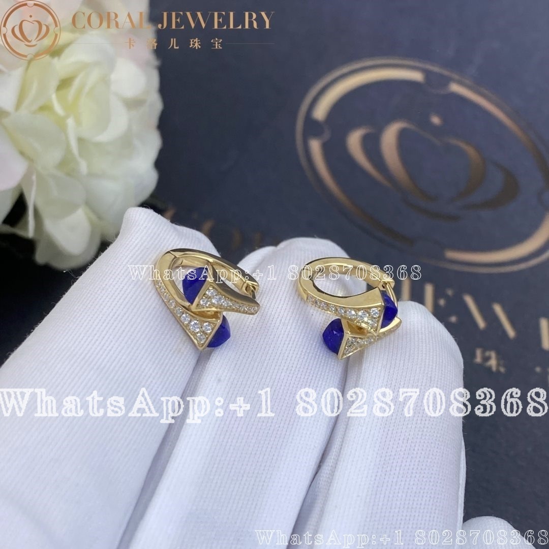 Marli Cleo Diamond Huggie Earrings In Yellow Gold Lapis Lazuli Coral (1)