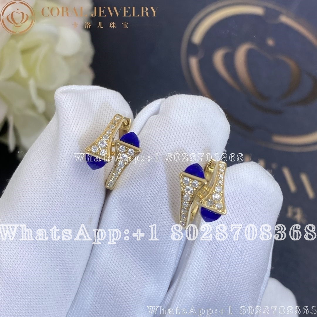 Marli Cleo Diamond Huggie Earrings In Yellow Gold Lapis Lazuli Coral (4)