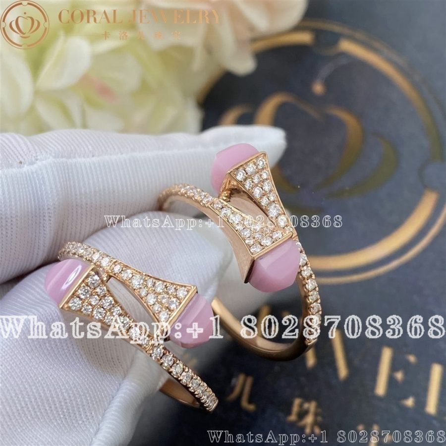 Marli Cleo Diamond Open Hoop Earrings In Rose Gold Pink Opal - Image 3