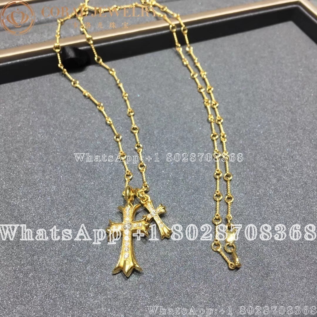 Chrome Hearts Gold Necklace Chrome Hearts Diamond Cross 22k Chain Coral (1)