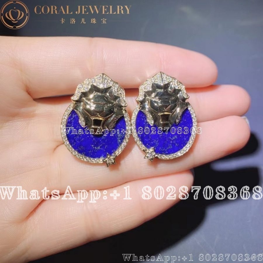 Chanel Sous Le Signe Du Lion Earring 18K yellow gold, diamonds, lapis lazuli - Image 4