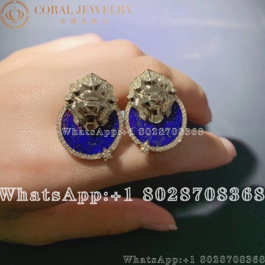 Chanel Sous Le Signe Du Lion Earring 18K yellow gold, diamonds, lapis lazuli - Image 7