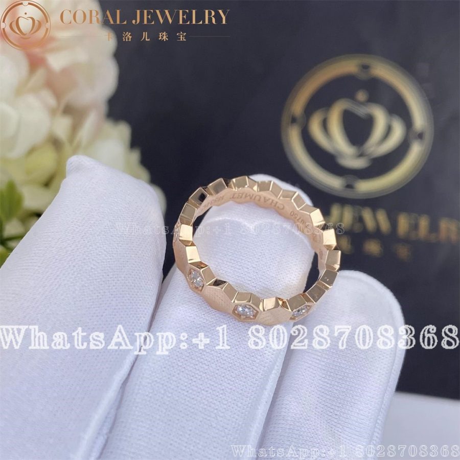 Chaumet Bee My Love Half Pavé Diamond Ring in Rose Gold 4mm - Image 3