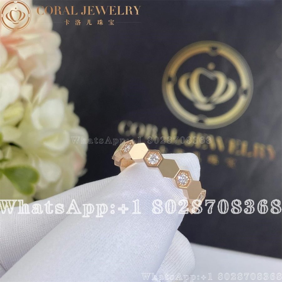 Chaumet Bee My Love Half Pavé Diamond Ring in Rose Gold 4mm - Image 4