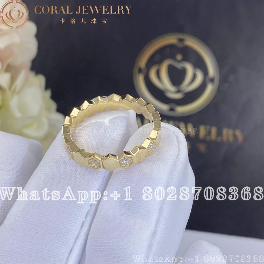 Chaumet Bee My Love Half Pavé Diamond Ring in yellow Gold 4mm - Image 3