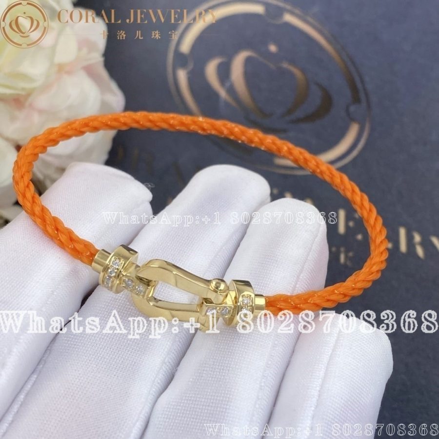 Force 10 Bracelet 18k pink gold and diamonds medium model Orange Cable - Image 3