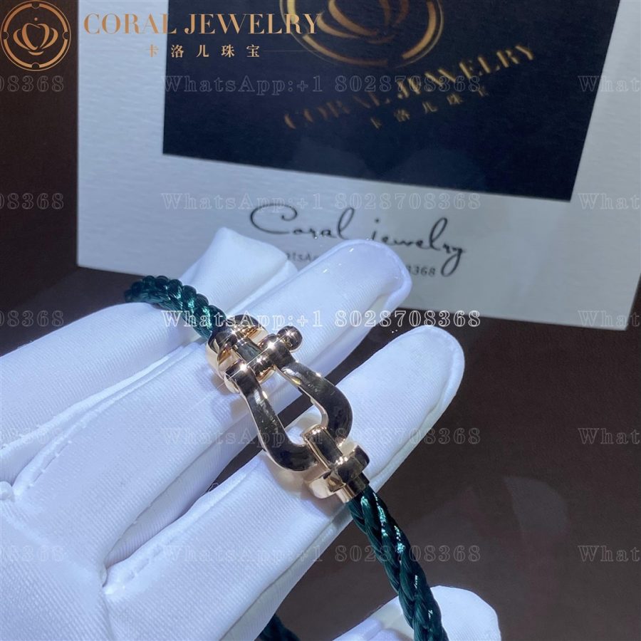 Force 10 Bracelet 18k pink gold large model Green Cable - Image 4