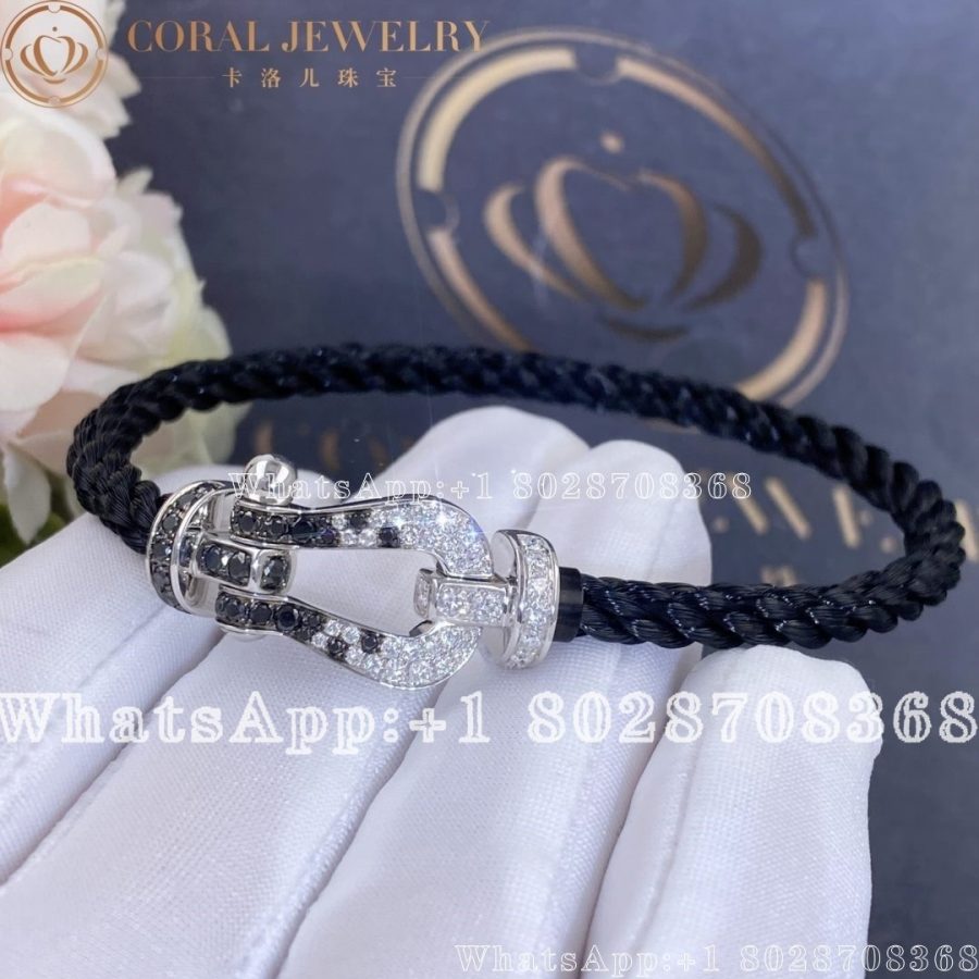 Force 10 Bracelet 18k white gold and black and white diamonds large model - Image 4