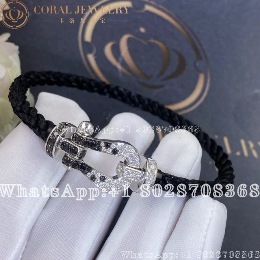 Force 10 Bracelet 18k white gold and black and white diamonds large model - Image 3