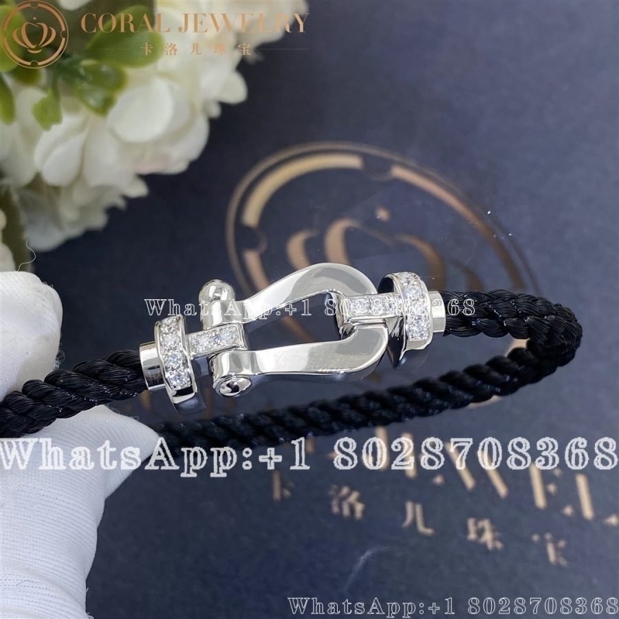 Force 10 Bracelet 18k white gold and diamonds large model Black Cable - Image 4