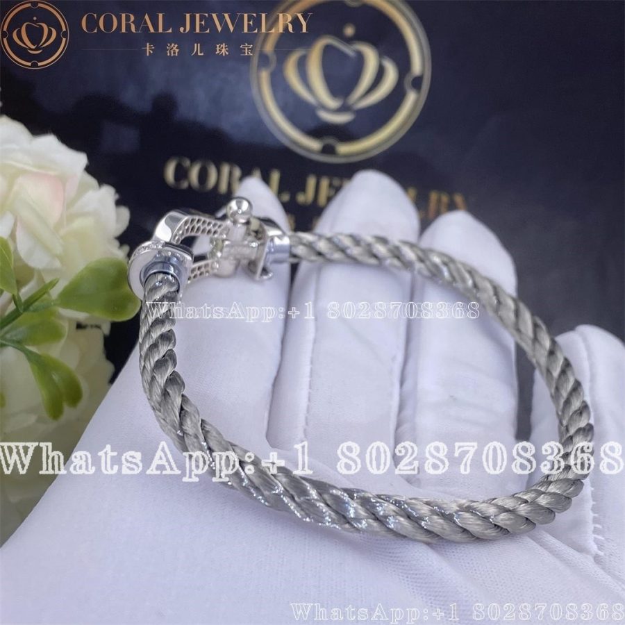 Force 10 Bracelet 18k white gold and diamonds large model Grey Cable - Image 4