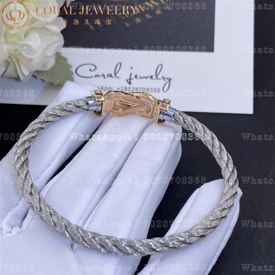 Fred Chance Infinie Bracelet Pink gold large model Diamonds Steel Cable - Image 5