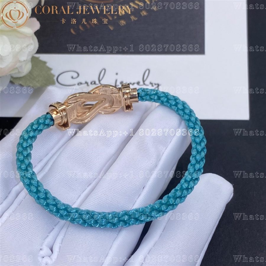 Fred Chance Infinie Bracelet Pink gold large model Diamonds Turquoise Cable - Image 3