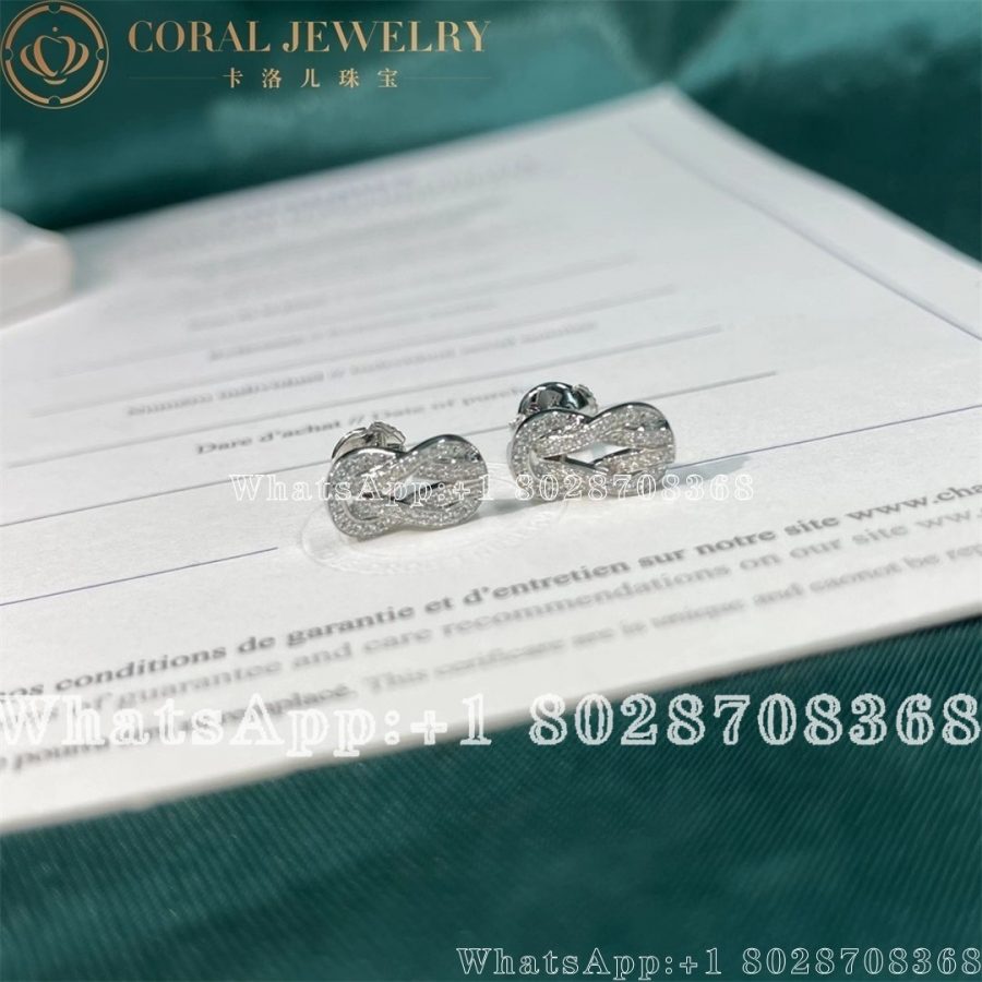 Fred Chance Infinie Earrings 18k White Gold and Diamonds Medium Model - Image 3