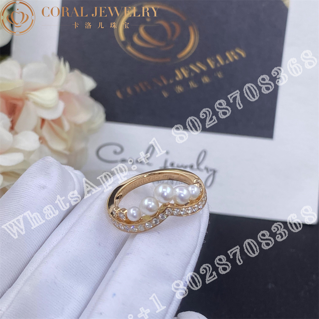 Chaumet Josephine Aigrette Ring Rose Gold Pearls Diamonds 084408 Coral (1)