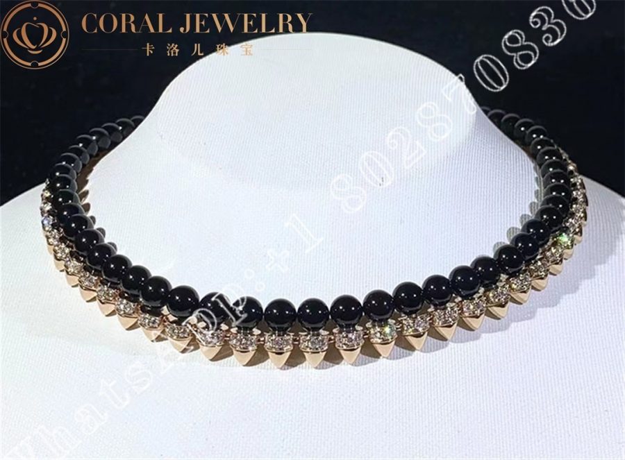Cartier Clash De Cartier Necklace Flexible Large Model, Rose Gold , Onyx, Diamonds N7424459 - Image 4