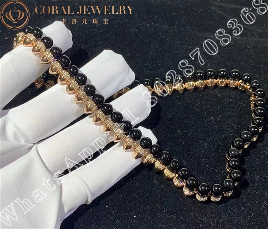 Cartier Clash De Cartier Necklace Flexible Large Model, Rose Gold , Onyx, Diamonds N7424459 - Image 9