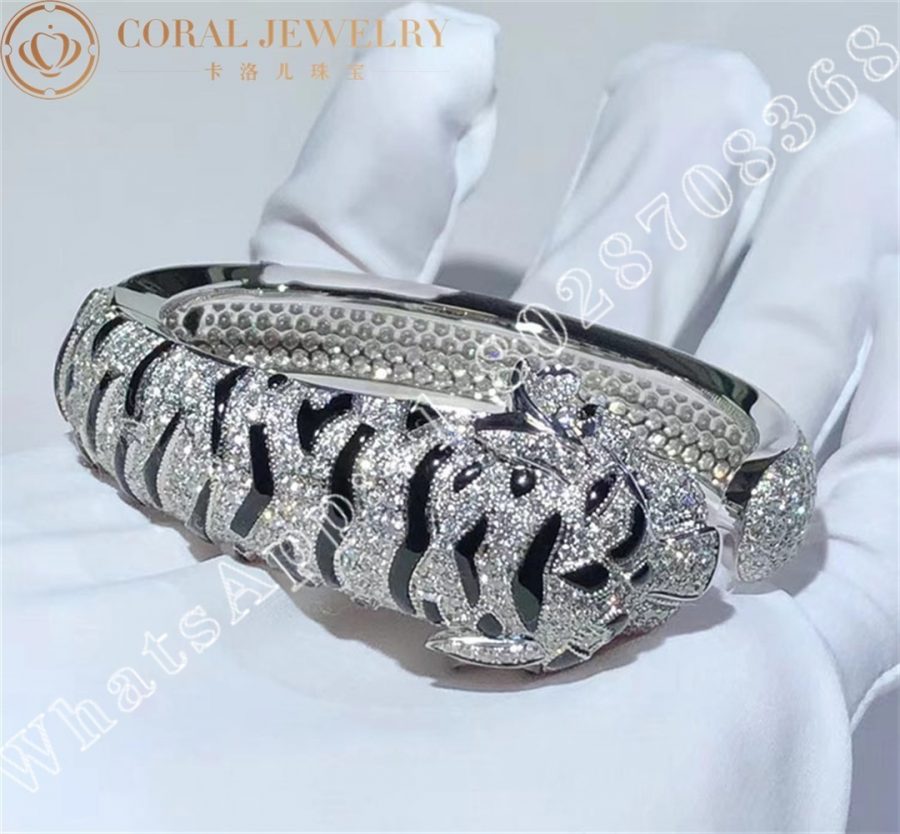 Cartier Panthère De Cartier Bracelet, White Gold Tiger Diamond Bangle - Image 3