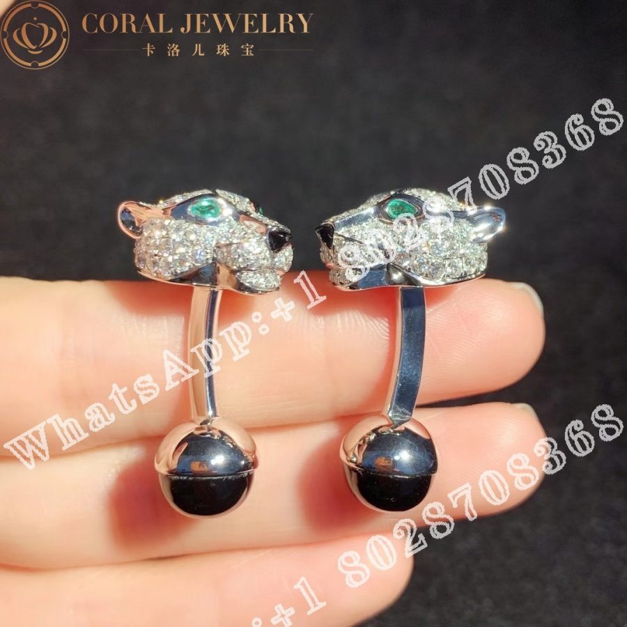 Cartier Panthère De Cartier Cufflinks, White Gold, Emeralds, Onyx, Diamonds Ref. OG000037 - Image 5