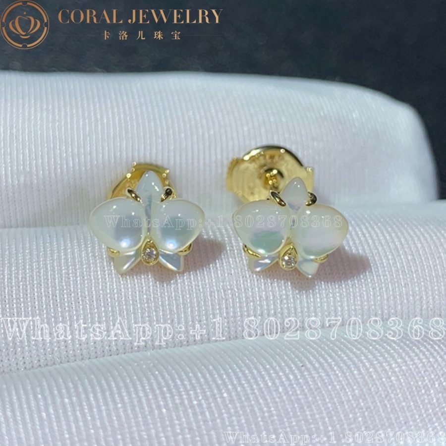 Cartier Caresse D' Orchidees Par Cartier Earrings Yellow Gold and White Mother of Pearl  B8045200 - Image 5