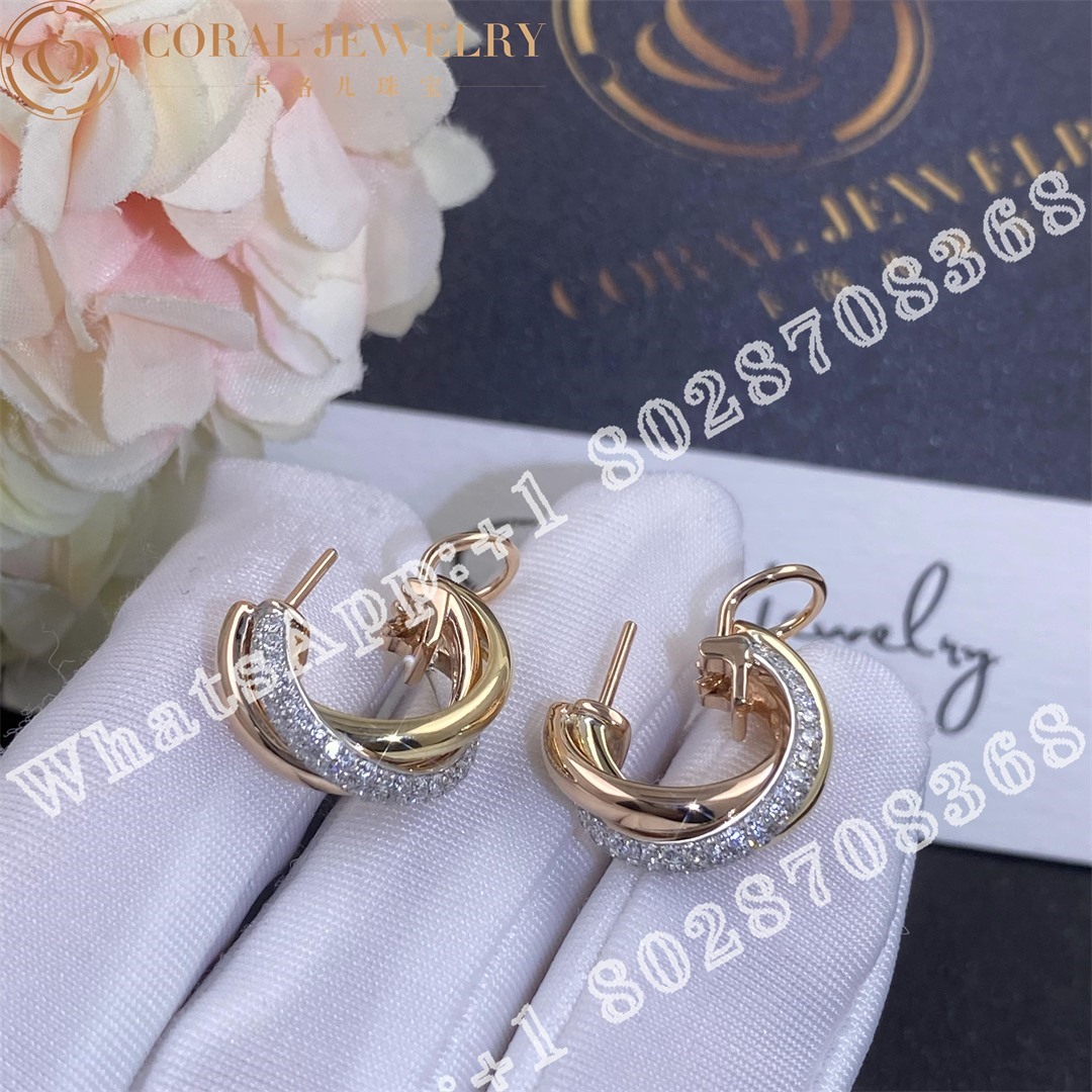 Cartier Trinity Earrings White Gold Yellow Gold Rose Gold Ref B8031900 Coral (1)