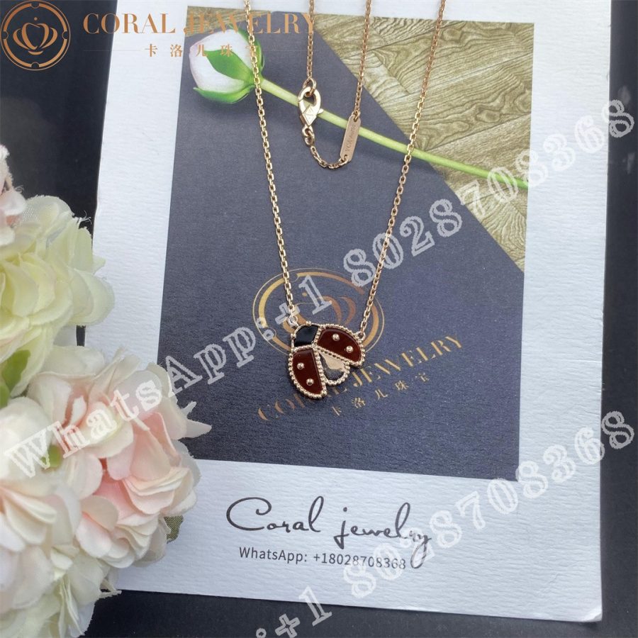 Van Cleef & Arpels Lucky Spring pendant, open wings ladybug 18K rose gold, Carnelian, Onyx VCARP9X000 - Image 7