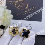 Van Cleef & Arpels Pure Alhambra earstuds 18K yellow gold, Onyx VCARB14000 - Image 5