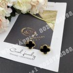 Van Cleef & Arpels Pure Alhambra earstuds 18K yellow gold, Onyx VCARB14000 - Image 6