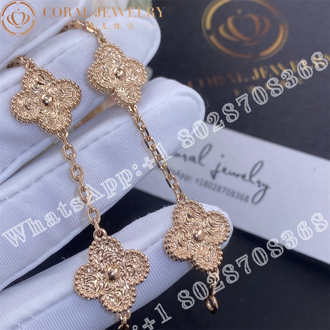 Van Cleef & Arpels Vintage Alhambra Bracelet, 5 Motifs 18k Rose Gold VCARN9T300 - Image 3