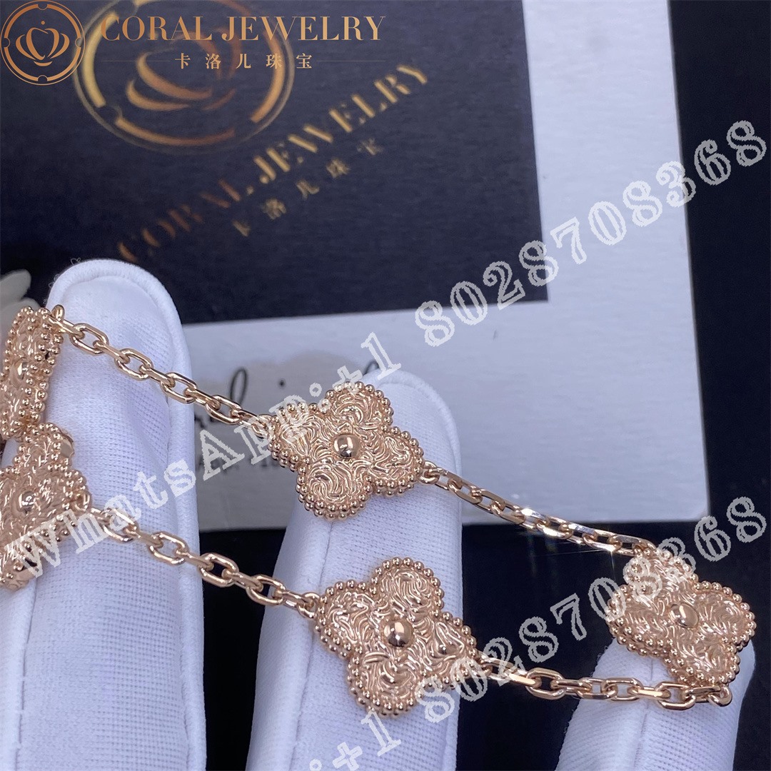 Van Cleef & Arpels Vintage Alhambra Bracelet, 5 Motifs 18k Rose Gold VCARN9T300 - Image 4