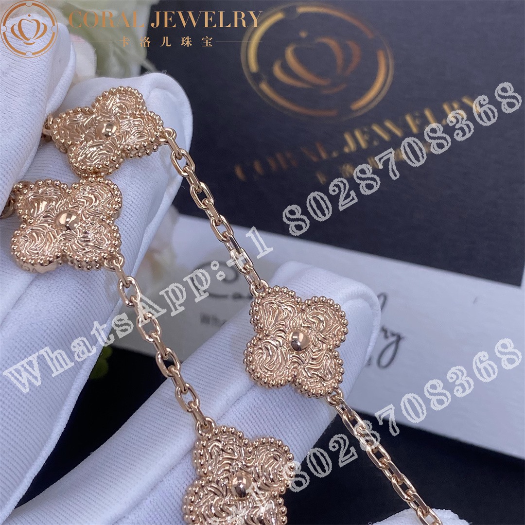 Van Cleef & Arpels Vintage Alhambra Bracelet, 5 Motifs 18k Rose Gold VCARN9T300 - Image 5