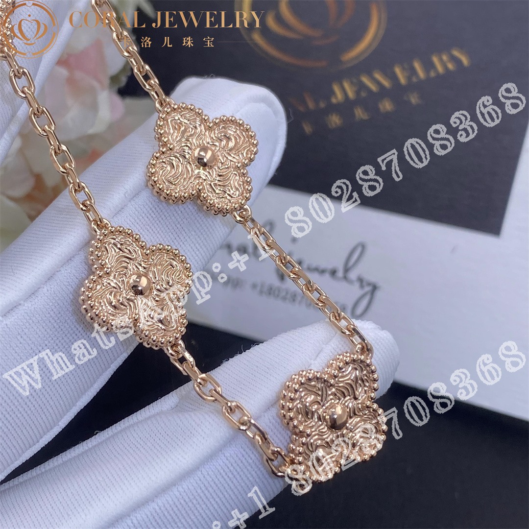 Van Cleef & Arpels Vintage Alhambra Bracelet, 5 Motifs 18k Rose Gold VCARN9T300 - Image 6