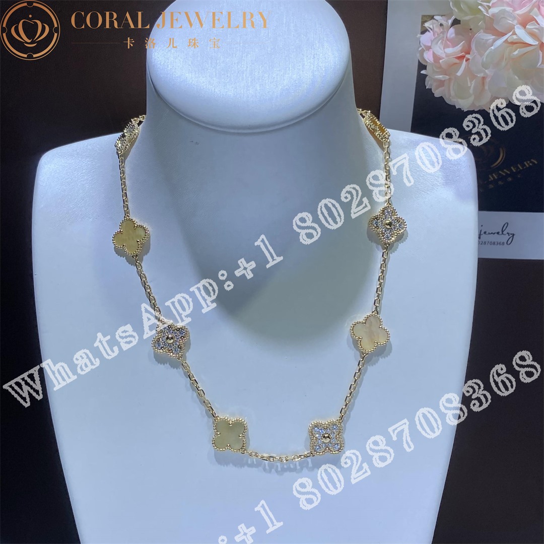 Van Cleef & Arpels Vintage Alhambra necklace, 10 motifs 18K yellow gold, Golden mother of pearl - Image 5