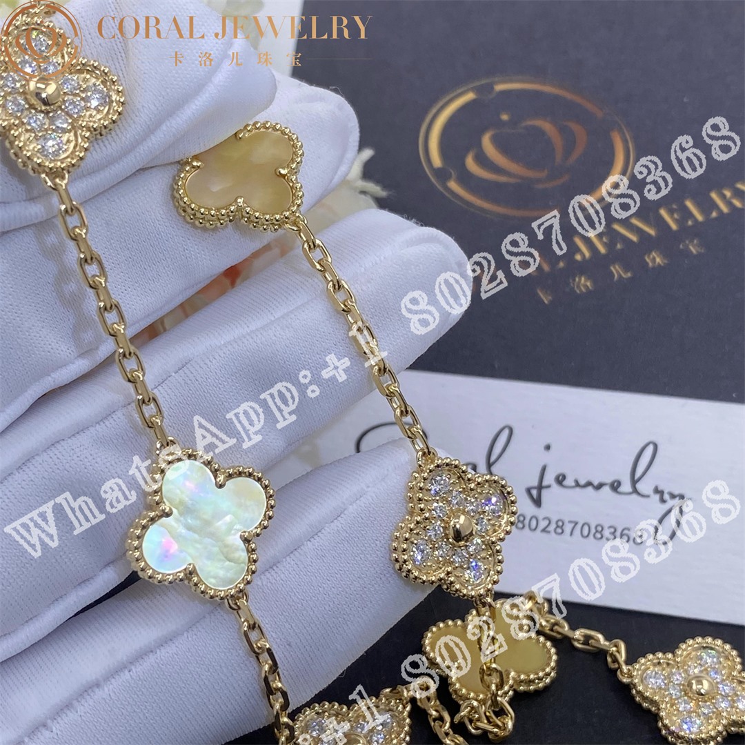 Van Cleef & Arpels Vintage Alhambra necklace, 10 motifs 18K yellow gold, Golden mother of pearl - Image 7