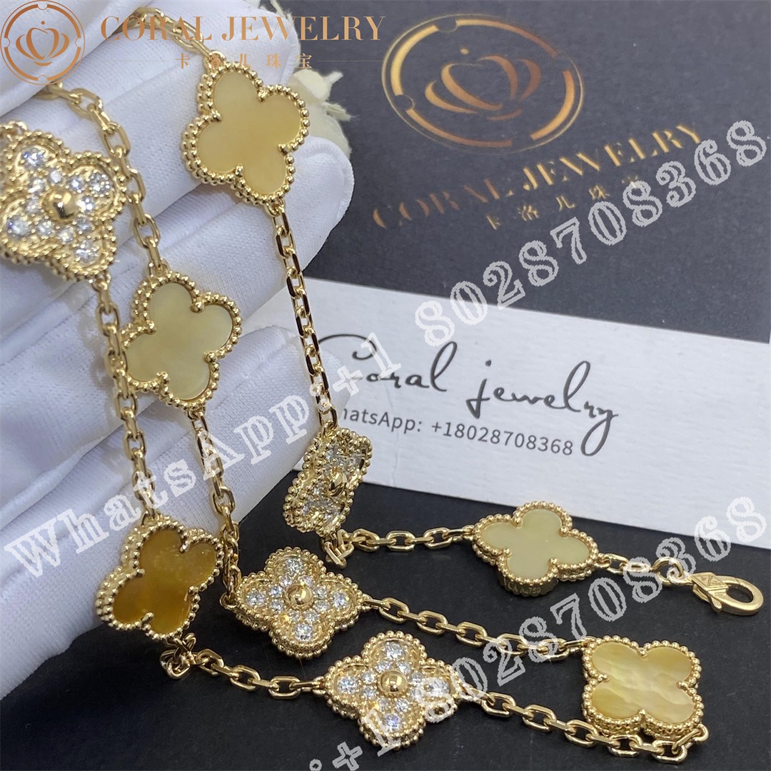 Van Cleef & Arpels Vintage Alhambra necklace, 10 motifs 18K yellow gold, Golden mother of pearl - Image 6