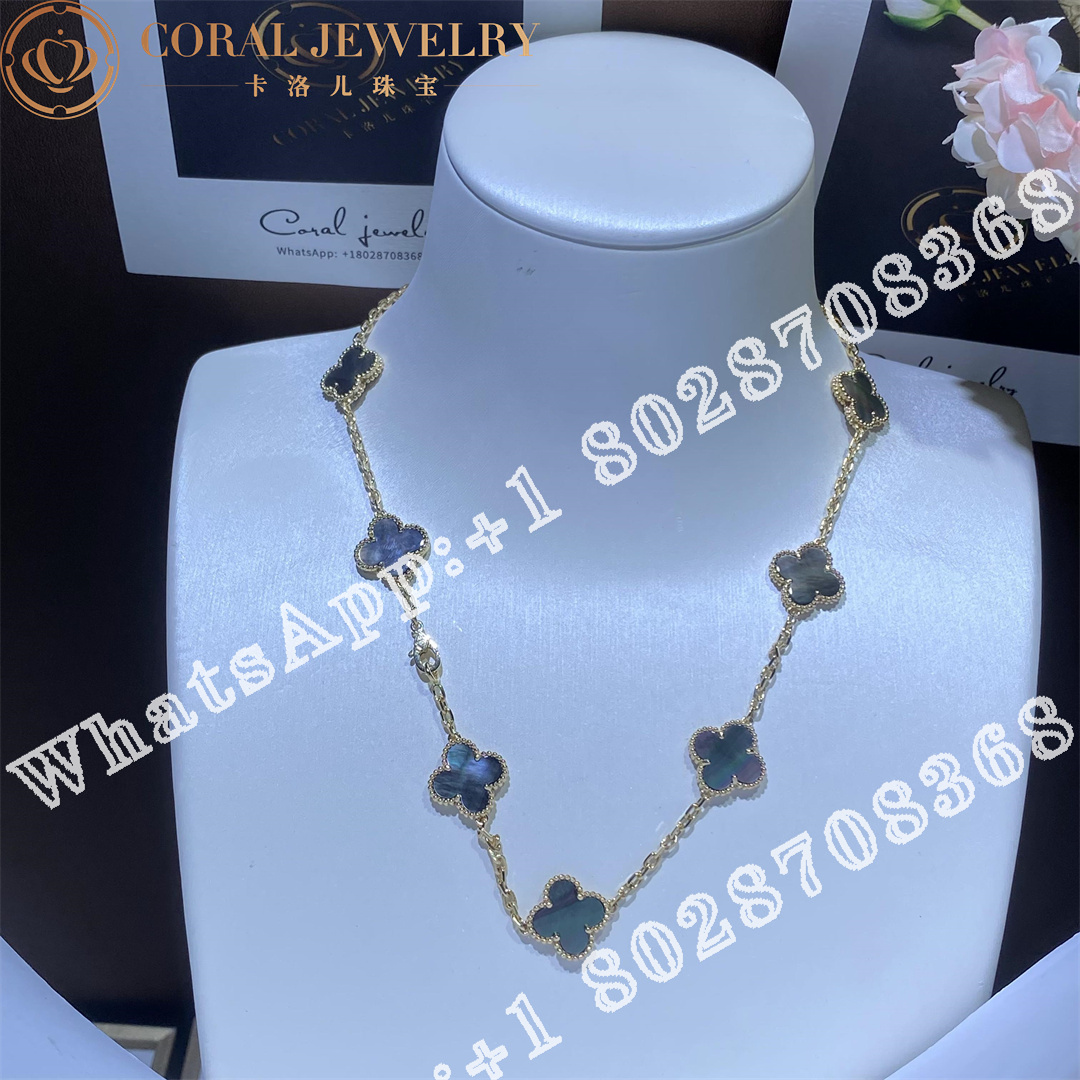 Van Cleef & Arpels Vintage Alhambra necklace, 10 motifs 18K yellow gold, Grey Mother-of-pearl - Image 6