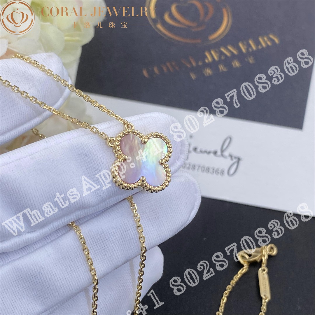 Van Cleef & Arpels Vintage Alhambra pendant Yellow gold, Pink Mother-of-pearl