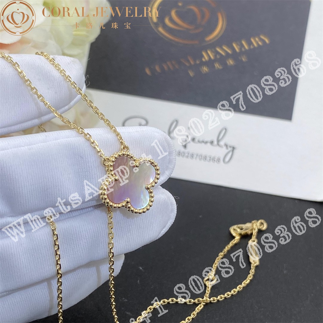 Van cleef arpels vintage alhambra pendant yellow gold pink mother of pearl coral (2)