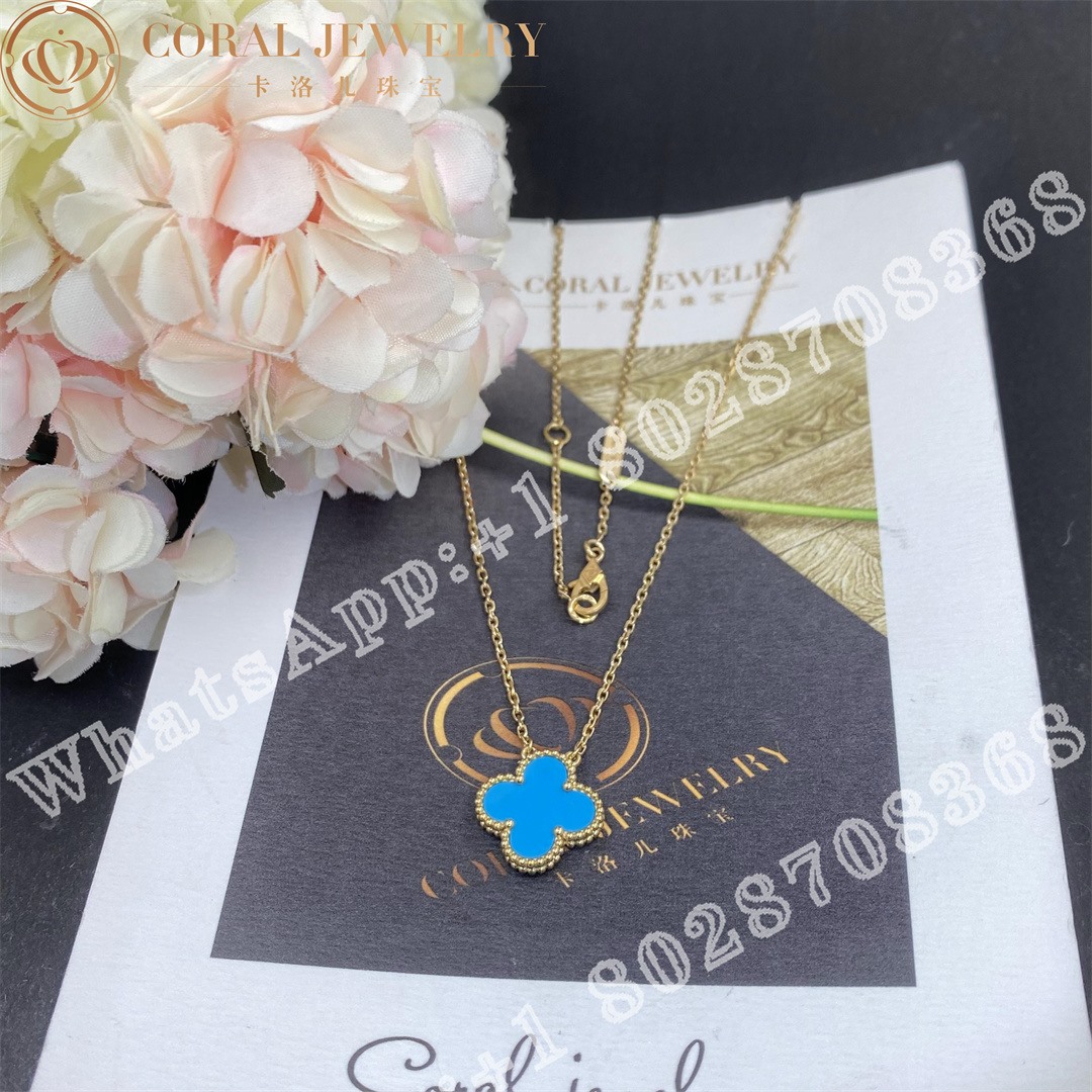 Van Cleef & Arpels Vintage Alhambra pendant Yellow gold, Turquoise - Image 7