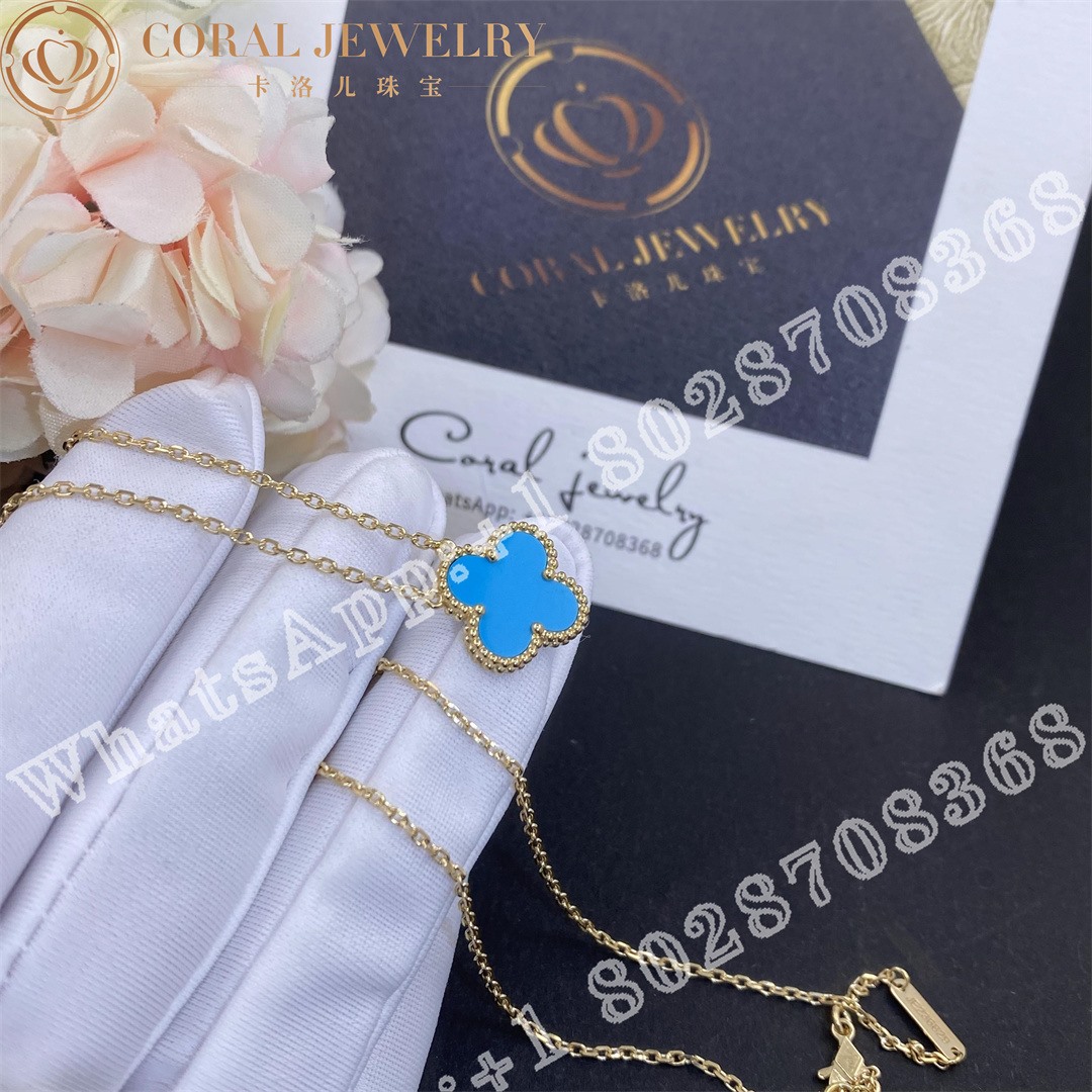 Van Cleef & Arpels Vintage Alhambra pendant Yellow gold, Turquoise - Image 6