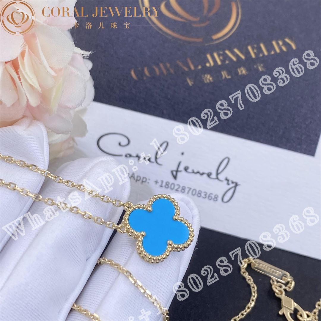 Van Cleef & Arpels Vintage Alhambra pendant Yellow gold, Turquoise - Image 3