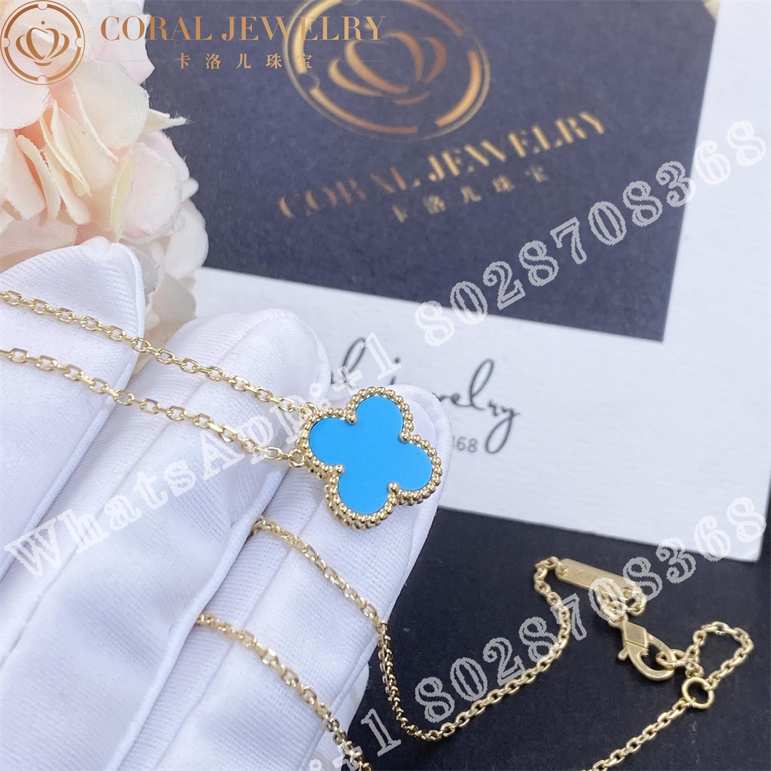 Van Cleef & Arpels Vintage Alhambra pendant Yellow gold, Turquoise - Image 4