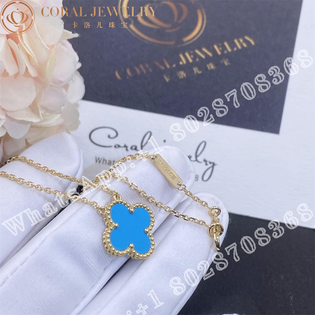 Van Cleef & Arpels Vintage Alhambra pendant Yellow gold, Turquoise - Image 5