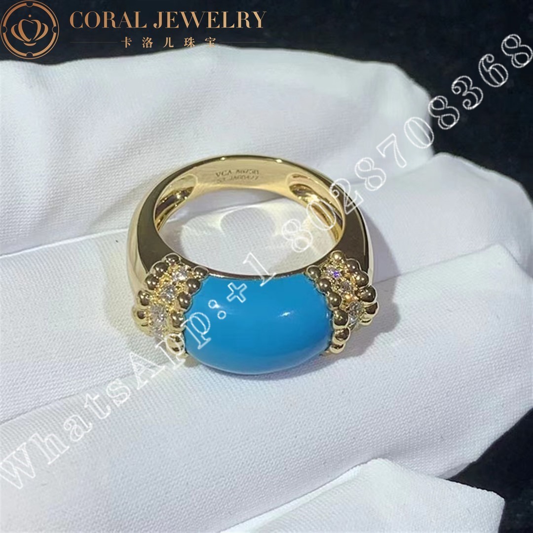 Van Cleef Arpels Perlee Couleurs Ring 18k Yellow Gold Diamond Turquoise Vcarp7sg00 Coral (1)